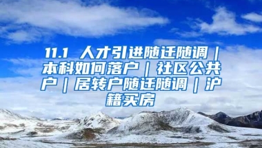 11.1 人才引进随迁随调｜本科如何落户｜社区公共户｜居转户随迁随调｜沪籍买房