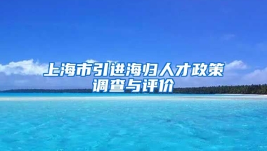 上海市引进海归人才政策调查与评价