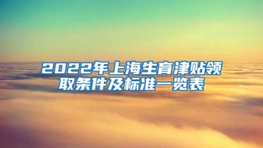 2022年上海生育津贴领取条件及标准一览表