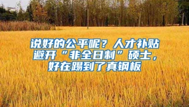 说好的公平呢？人才补贴避开“非全日制”硕士，好在踢到了真钢板