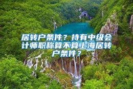 居转户条件？持有中级会计师职称算不算上海居转户条件？