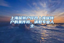 上海居转户符合上海居转户的条件吗，请教专业人士