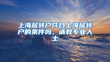 上海居转户符合上海居转户的条件吗，请教专业人士