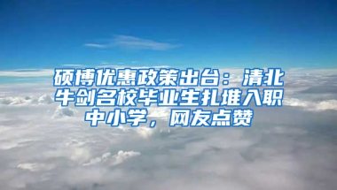 硕博优惠政策出台：清北牛剑名校毕业生扎堆入职中小学，网友点赞