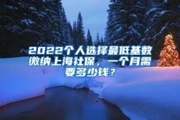 2022个人选择最低基数缴纳上海社保，一个月需要多少钱？