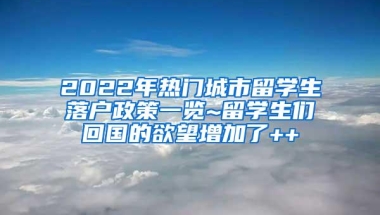 2022年热门城市留学生落户政策一览~留学生们回国的欲望增加了++