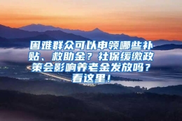 困难群众可以申领哪些补贴、救助金？社保缓缴政策会影响养老金发放吗？看这里！