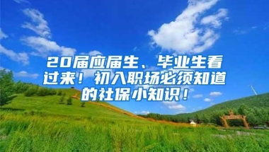 20届应届生、毕业生看过来！初入职场必须知道的社保小知识！