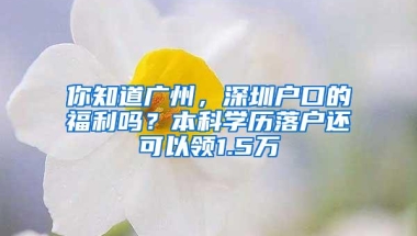 你知道广州，深圳户口的福利吗？本科学历落户还可以领1.5万