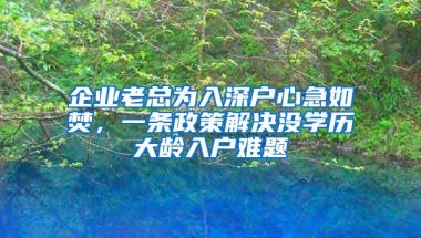 企业老总为入深户心急如焚，一条政策解决没学历大龄入户难题