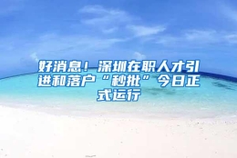 好消息！深圳在职人才引进和落户“秒批”今日正式运行