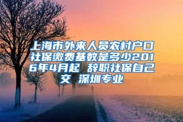 上海市外来人员农村户口社保缴费基数是多少2016年4月起 辞职社保自己交 深圳专业