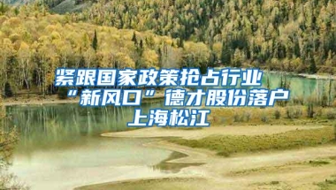 紧跟国家政策抢占行业“新风口”德才股份落户上海松江