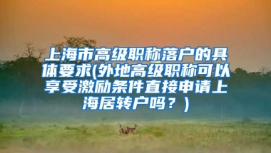 上海市高级职称落户的具体要求(外地高级职称可以享受激励条件直接申请上海居转户吗？)