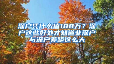 深户凭什么值180万？深户这些好处才知道非深户与深户差距这么大