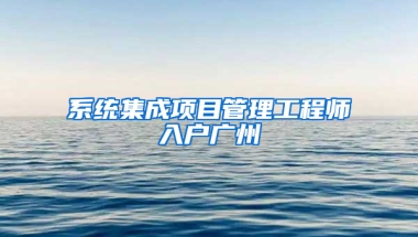 系统集成项目管理工程师入户广州