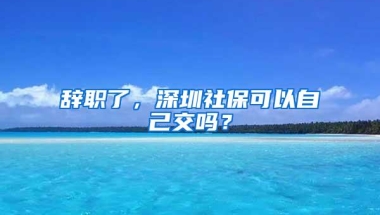 辞职了，深圳社保可以自己交吗？