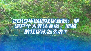 2019年深圳社保新规：非深户个人无法补缴，断掉的社保该怎么办？