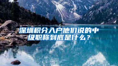 深圳积分入户他们说的中级职称到底是什么？