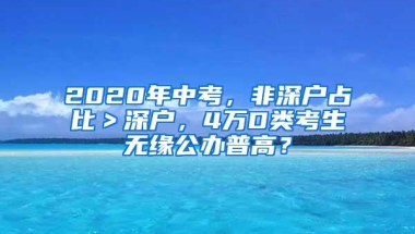 2020年中考，非深户占比＞深户，4万D类考生无缘公办普高？