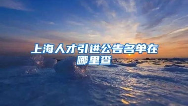 上海人才引进公告名单在哪里查