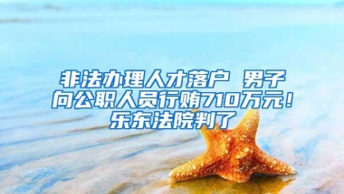 非法办理人才落户 男子向公职人员行贿710万元！乐东法院判了