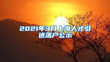 2021年3月上海人才引进落户公示