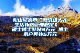 松山湖发布《新引进人才生活补贴管理规定》  硕士博士补贴3万元 博士落户再补5万元