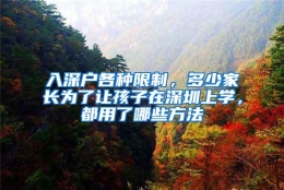 入深户各种限制，多少家长为了让孩子在深圳上学，都用了哪些方法