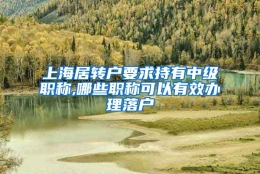 上海居转户要求持有中级职称,哪些职称可以有效办理落户