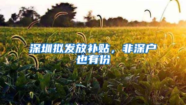 深圳拟发放补贴，非深户也有份