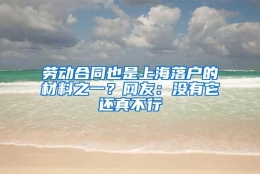 劳动合同也是上海落户的材料之一？网友：没有它还真不行