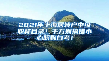 2021年上海居转户中级职称目录！千万别搞错小心职称白考！