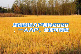 深圳随迁入户条件2020，一人入户，全家可随迁