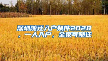 深圳随迁入户条件2020，一人入户，全家可随迁