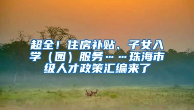 超全！住房补贴、子女入学（园）服务……珠海市级人才政策汇编来了