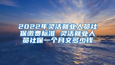 2022年灵活就业人员社保缴费标准 灵活就业人员社保一个月交多少钱