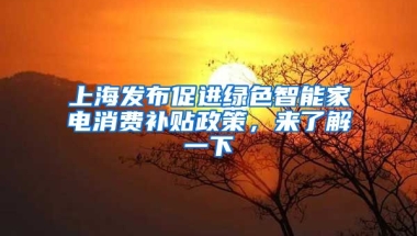 上海发布促进绿色智能家电消费补贴政策，来了解一下→