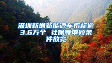 深圳新增新能源车指标逾3.6万个 社保等申领条件放宽