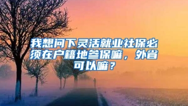 我想问下灵活就业社保必须在户籍地参保嘛，外省可以嘛？