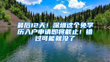 最后12天！深圳这个免学历入户申请即将截止！错过可能就没了