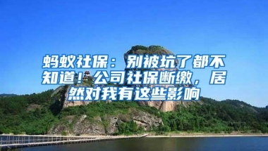 蚂蚁社保：别被坑了都不知道！公司社保断缴，居然对我有这些影响