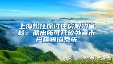 上海松江探讨住房限购审核：派出所可开放外省市户籍查询系统