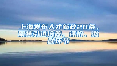 上海发布人才新政20条，聚焦引进培养、评价、激励环节