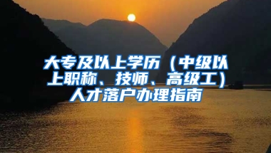 大专及以上学历（中级以上职称、技师、高级工）人才落户办理指南