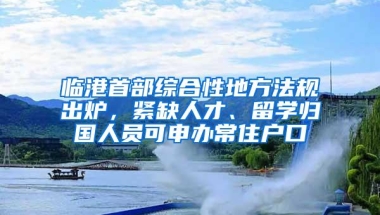 临港首部综合性地方法规出炉，紧缺人才、留学归国人员可申办常住户口