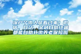 深户个缴人员看过来！微信、网站、金融自助终端都能自助补缴养老保险啦