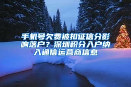 手机号欠费被扣征信分影响落户？深圳积分入户纳入通信运营商信息