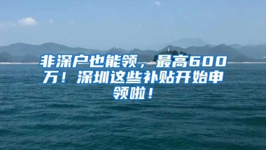 非深户也能领，最高600万！深圳这些补贴开始申领啦！