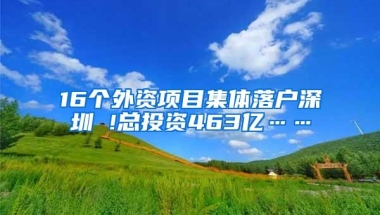 16个外资项目集体落户深圳 !总投资463亿……